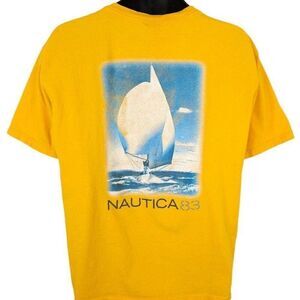 Vintage Nautica T Shirt Mens Size Large Yellow Y2K Sailing Yacht OVERSIZED USA